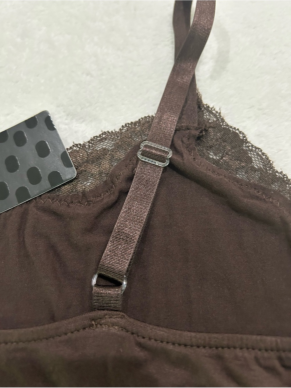 Nue Option Brown Lace Trim Camisole Top Y2K Coquette Preppy Coastal Size XL NWT - Picture 9 of 9